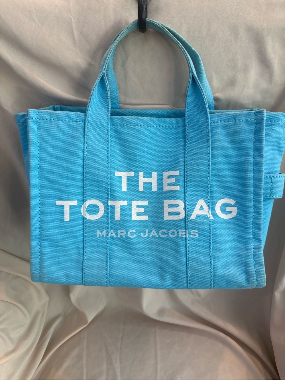 Marc Jacobs Canvas Tote in Turquoise Blue with White Logo